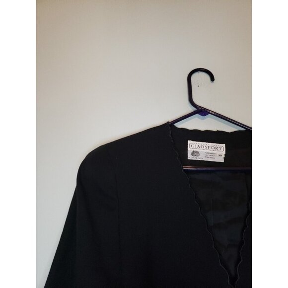 Vtg Sandra Roth Ciao Sport Womens 10 Blazer Jacket Scalloped Black Wool Lined - Picture 4 of 5